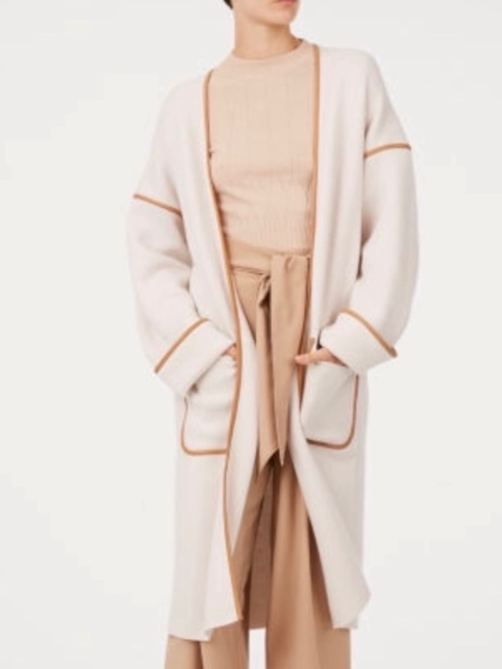 Club Monaco Cream Cashmere Blend open cardigan sweater Size L